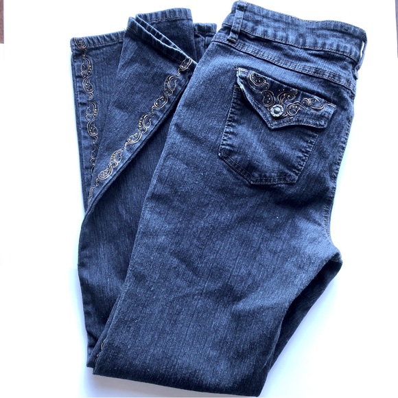 Roz & Ali Embroidered Embellished Jeans SZ 10 - Picture 1 of 14